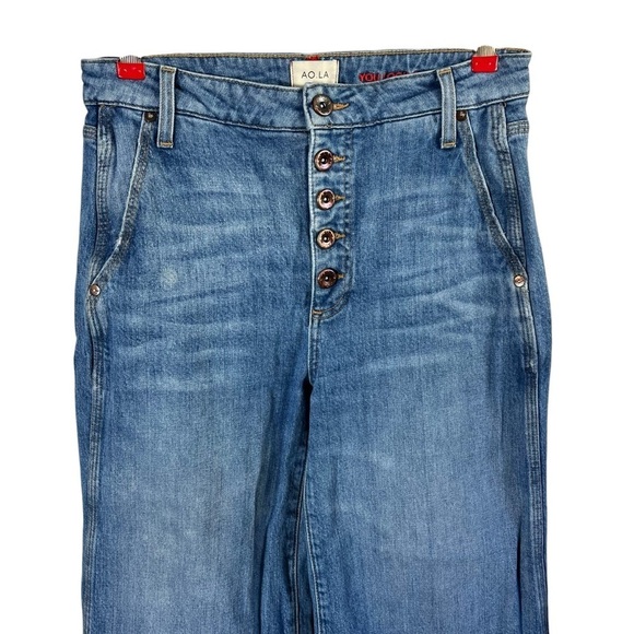 AO.LA x ALICE + OLIVIA High Rise Cropped Wide Leg Jeans in Night Moves - Picture 5 of 15